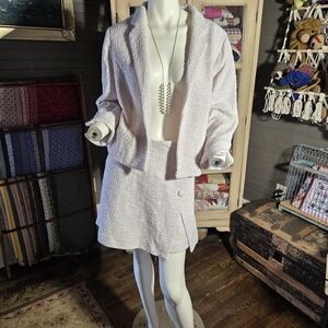 Elegant Women's Cream Jacket & Skirt Set